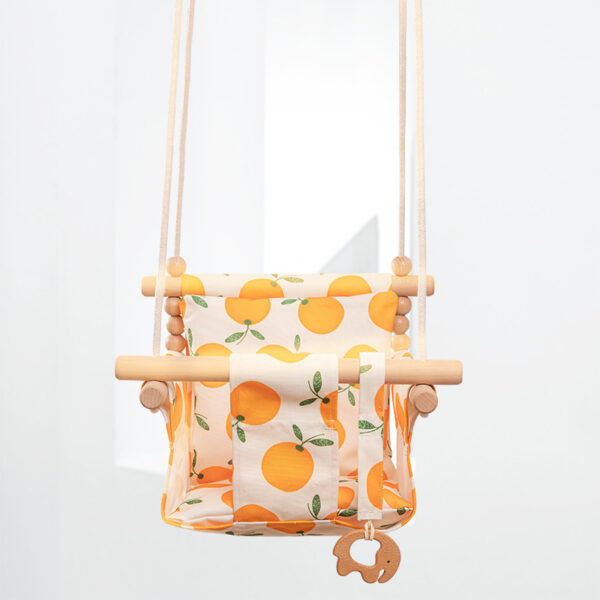 Cotton Canvas Baby Swing Chair Hanging Swing Indoor Outdoor Safety Baby Children's Toy Wooden Seat With Cushion Baby Room Decor - Image 8