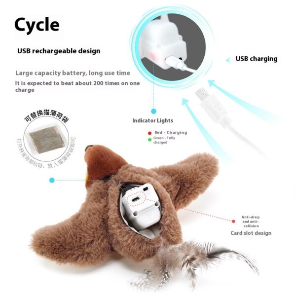 Interactive Cat Plush Toys For Indoor Cats Automatic Flapping Bird Cat Toy USB Rechargeable Electronic Pet Enrichment Toys - Image 2