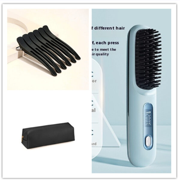 2 In 1 Straight Hair Comb Wireless Hair Straightener Brush Hair Fast Heating Portable Hot Curler USB Charging - Image 9